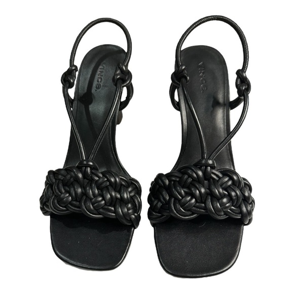 VINCE Quenelle Braided Black Leather Sandals Size 8 - Picture 3 of 10